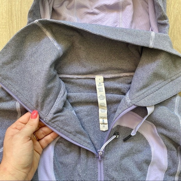 Lululemon Stride Jacket Brushed Lilac Striped/ Zipper Jacket Hood - Picture 8 of 12